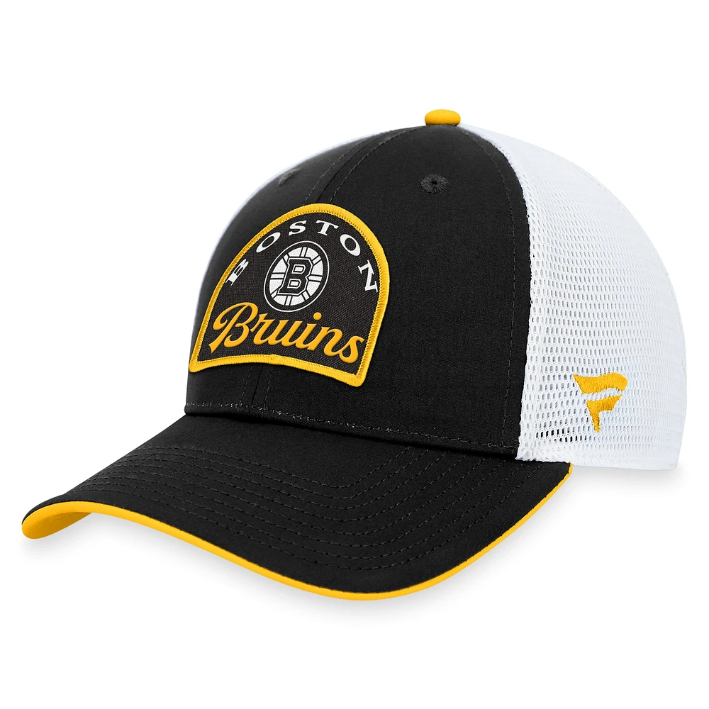 Men's Fanatics Black/White Boston Bruins Fundamental Adjustable Hat