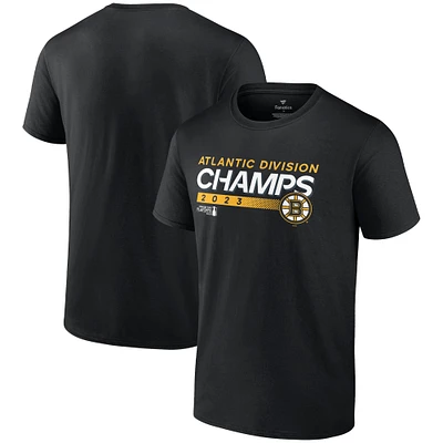 T-shirt noir des champions de la division Atlantique 2023 Bruins Boston Fanatics pour hommes