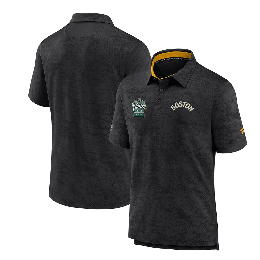 Polo professionnel authentique de la Classique hivernale LNH 2023 des Bruins Boston Fanatics pour hommes, noir