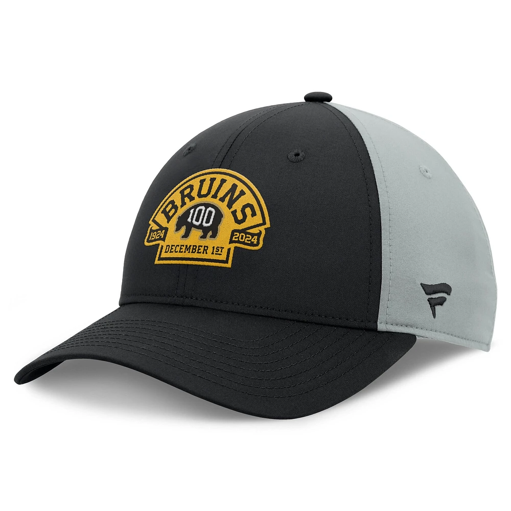 Casquette ajustable noire Fanatics pour homme des Bruins de Boston 2024 100e anniversaire