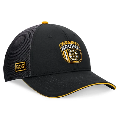 Casquette réglable noire Boston Bruins 2024 NHL Draft On Stage Trucker Fanatics pour hommes