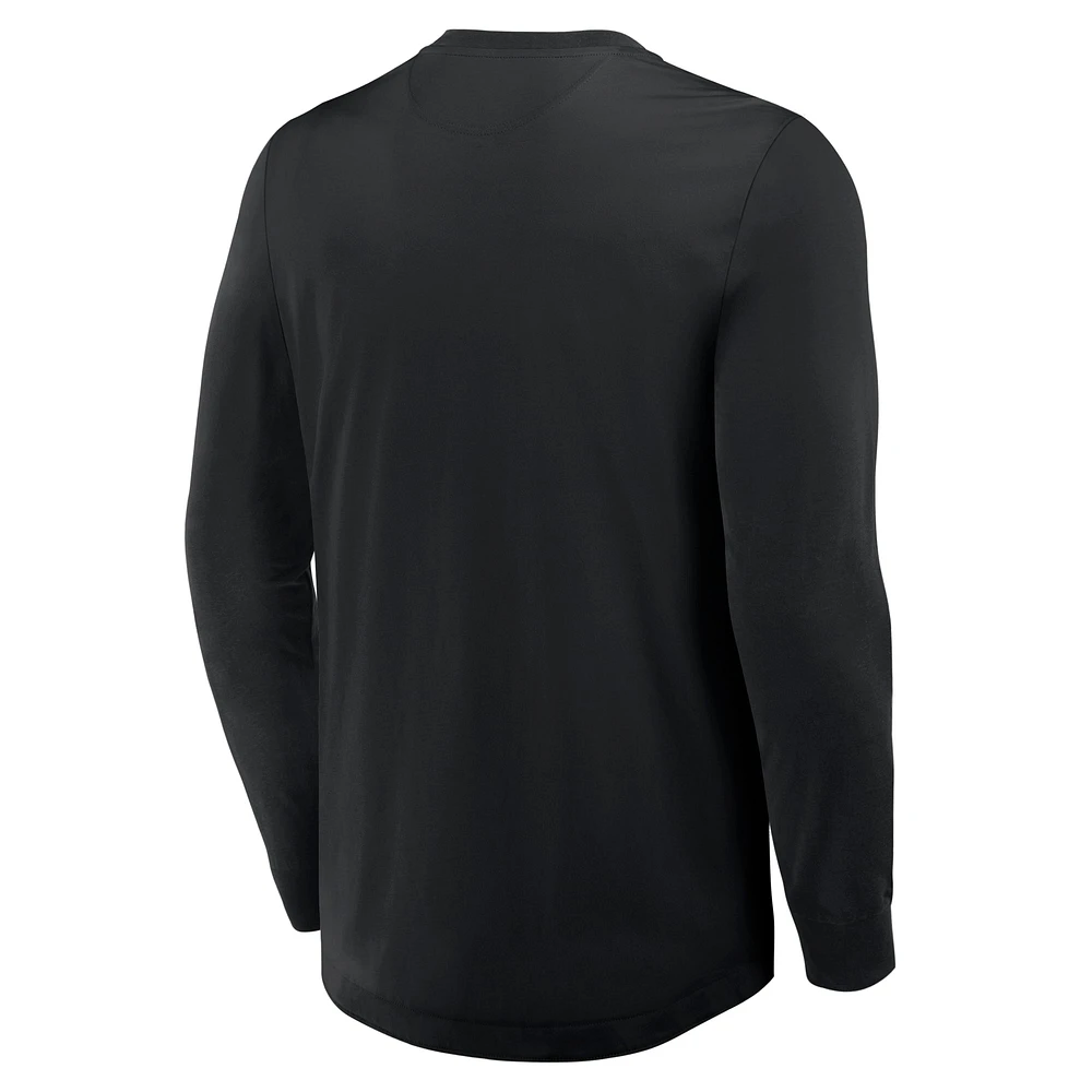 Men's Fanatics Black Boston Bruins Adrenaline Push Long Sleeve Henley Shirt