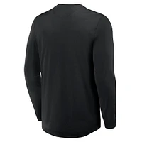 Men's Fanatics Black Boston Bruins Adrenaline Push Long Sleeve Henley Shirt