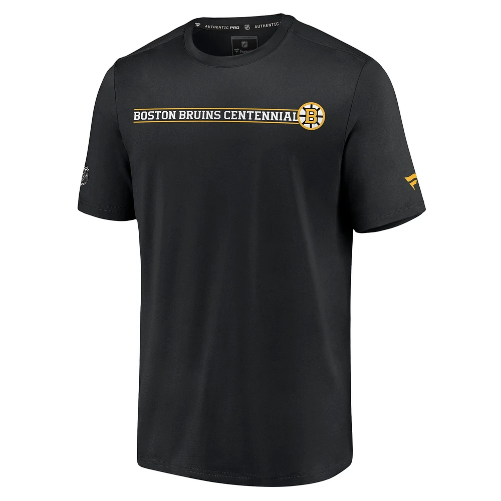 T-shirt authentique Pro Centennial Banner Fanatics pour hommes, noir, Bruins de Boston