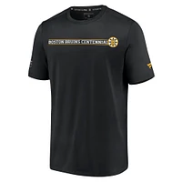 Men's Fanatics  Black Boston Bruins Authentic Pro Centennial Banner T-Shirt