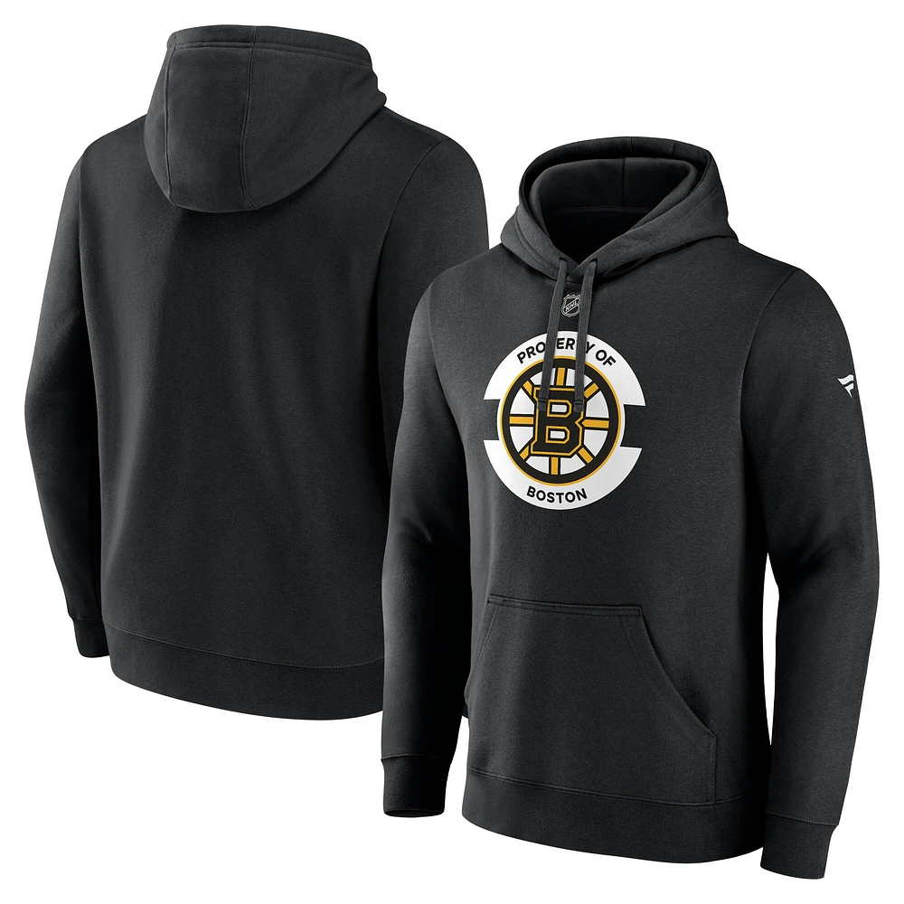 Sweat à capuche en polaire secondaire authentique Pro Core Boston Bruins Fanatics noir pour hommes