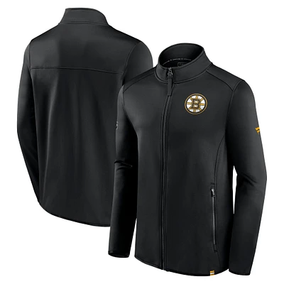 Veste entièrement zippée Fanatics noire Boston Bruins Authentic Pro pour hommes