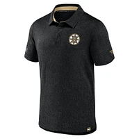 Polo en jacquard Authentic Pro noir des Bruins de Boston Fanatics pour homme