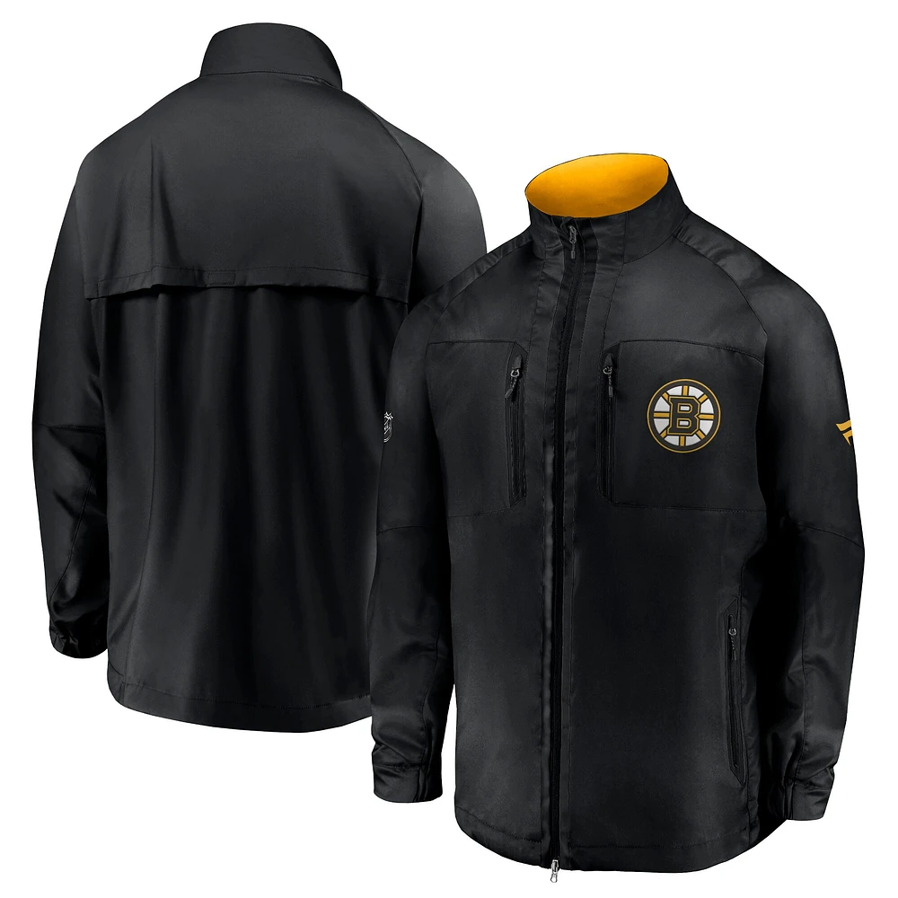 Men's Fanatics Black Boston Bruins Authentic Pro Locker Room Rink Raglan Full-Zip Jacket