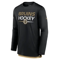 T-shirt noir à manches longues authentique Pro des Bruins de Boston Fanatics pour hommes