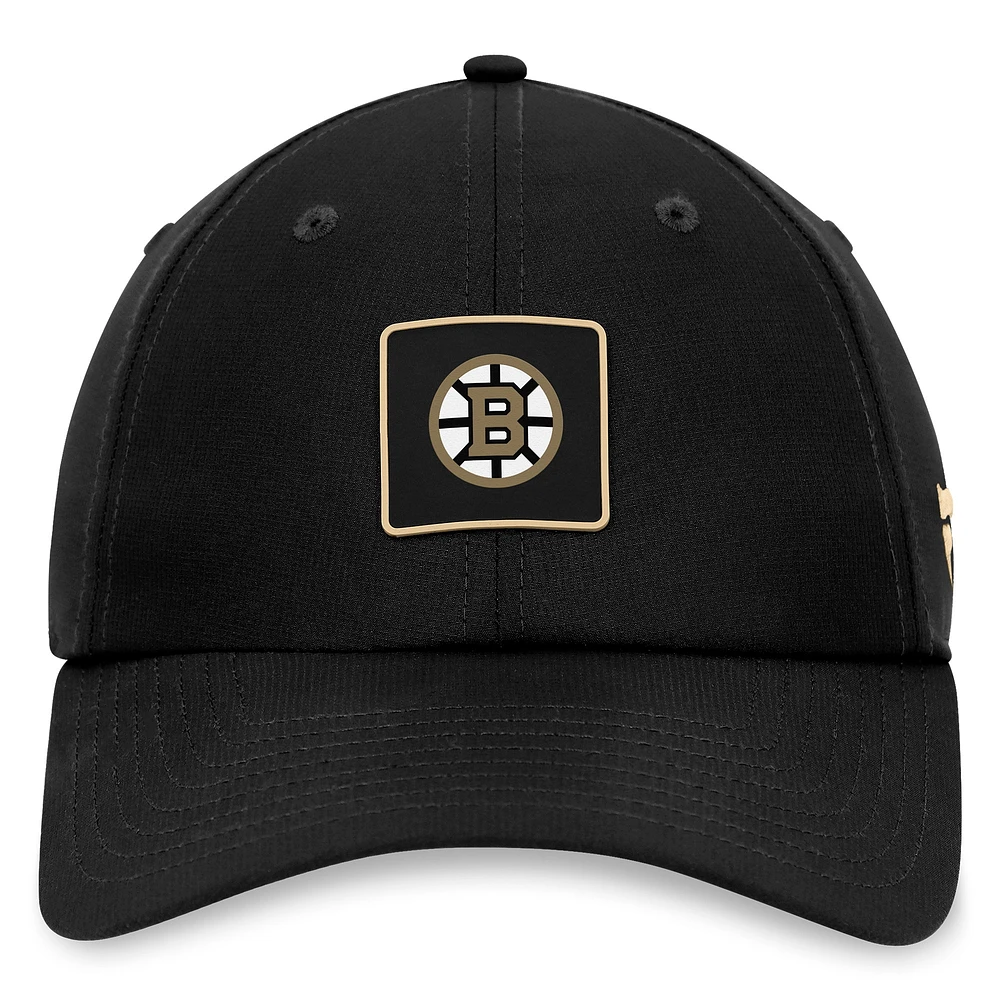 Casquette réglable noire Boston Bruins Authentic Pro Rink Fanatics pour hommes