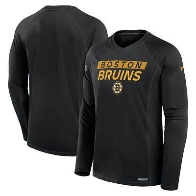 T-shirt à manches longues Fanatics noir authentique Boston Bruins Pro Rink Tech pour homme