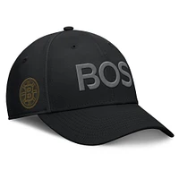 Men's Fanatics Black Boston Bruins Authentic Pro Road Team Code Side Patch Flex Hat