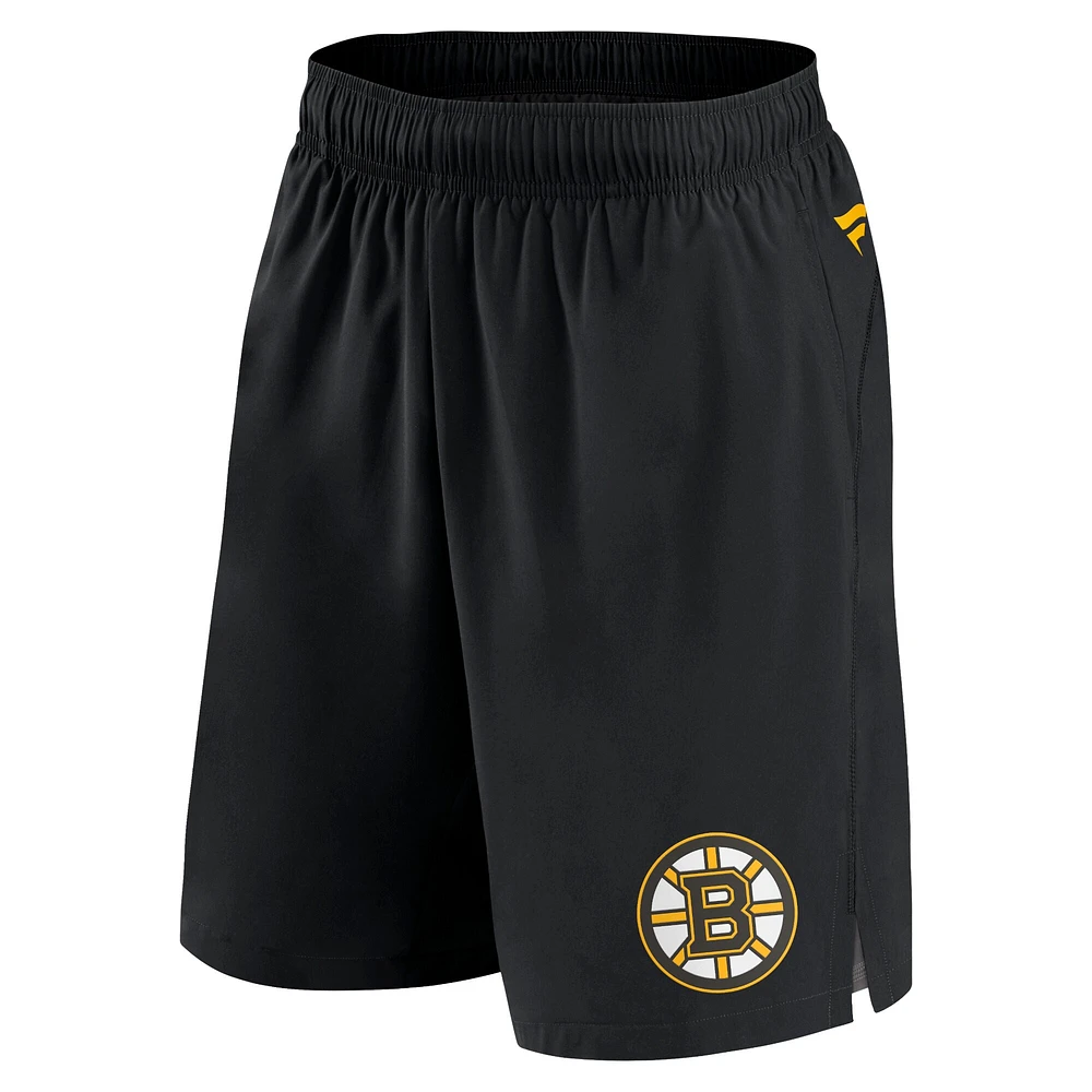 Short authentique Pro Tech Fanatics noir des Bruins de Boston pour hommes