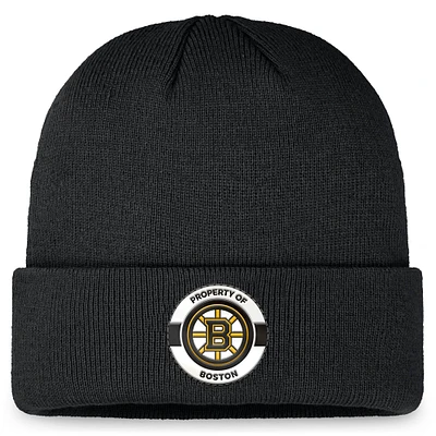 Men's Fanatics Black Boston Bruins Authentic Pro Training Camp Cuffed Knit Hat