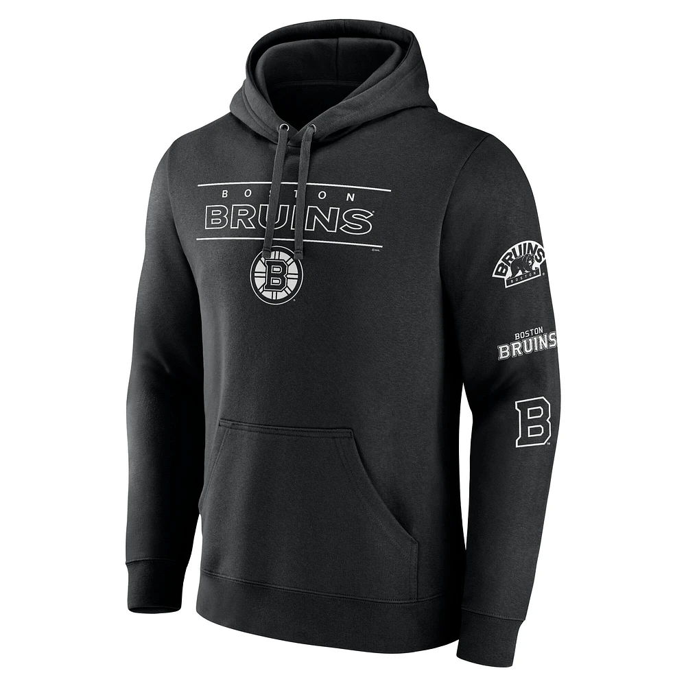 Men's Fanatics  Black Boston Bruins Bank Shot Fleece Pullover Hoodie