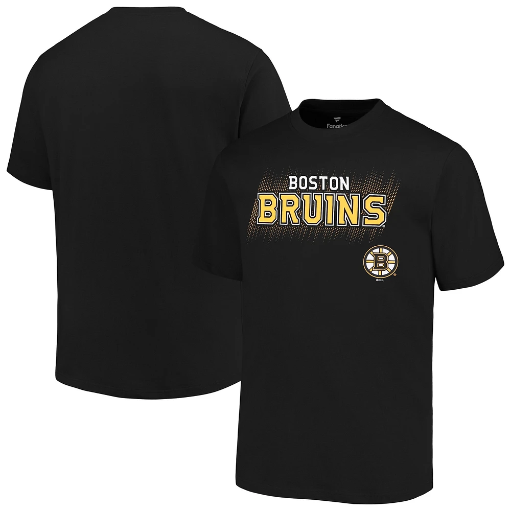 T-shirt noir Fanatics pour hommes des Bruins de Boston avec le mot-symbole Big & Tall