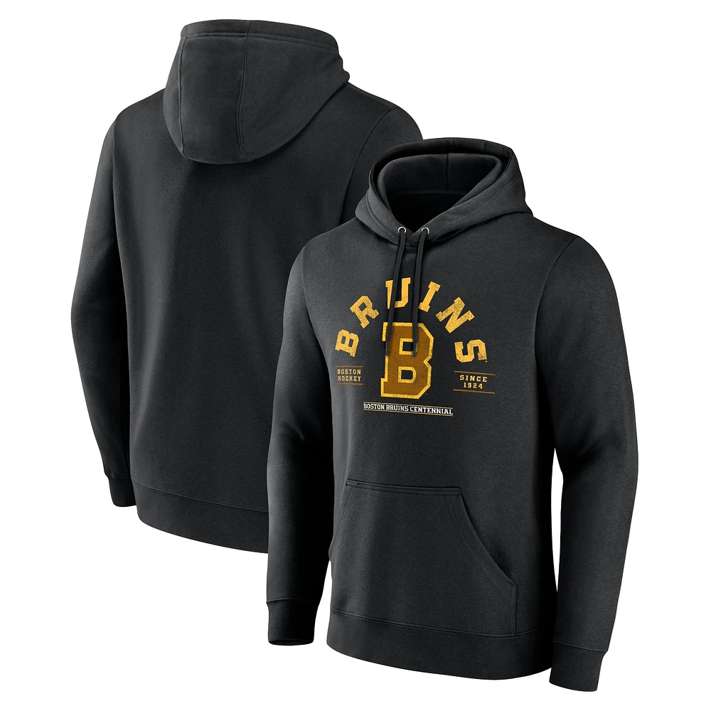 Men's Fanatics  Black Boston Bruins Centennial The Early Years Pullover Hoodie