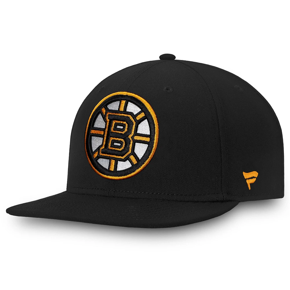 Casquette ajustée noire avec logo principal des Bruins de Boston Fanatics pour hommes