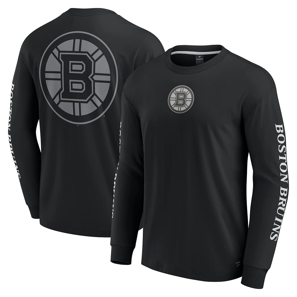 T-shirt à manches longues noir Fanatics pour hommes Boston Bruins Elements Strive