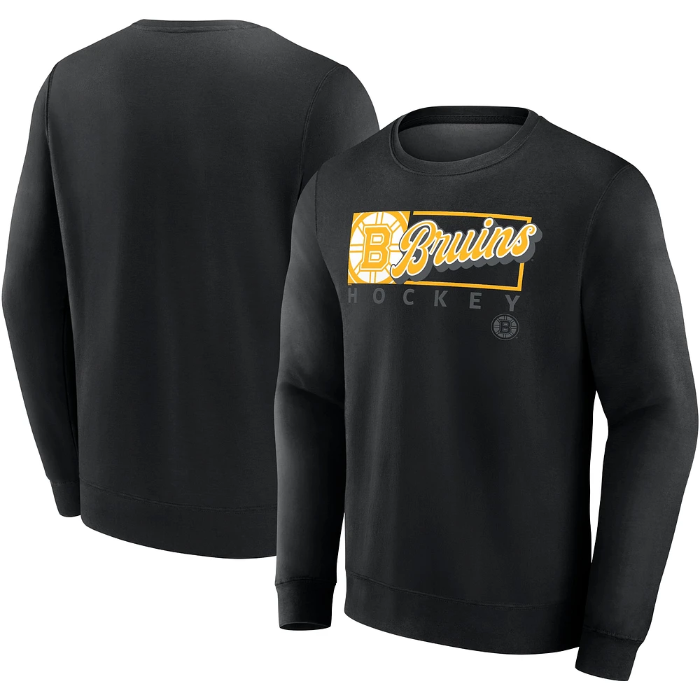 Men's Fanatics Black Boston Bruins Focus Fleece Pullover Sweatshirt