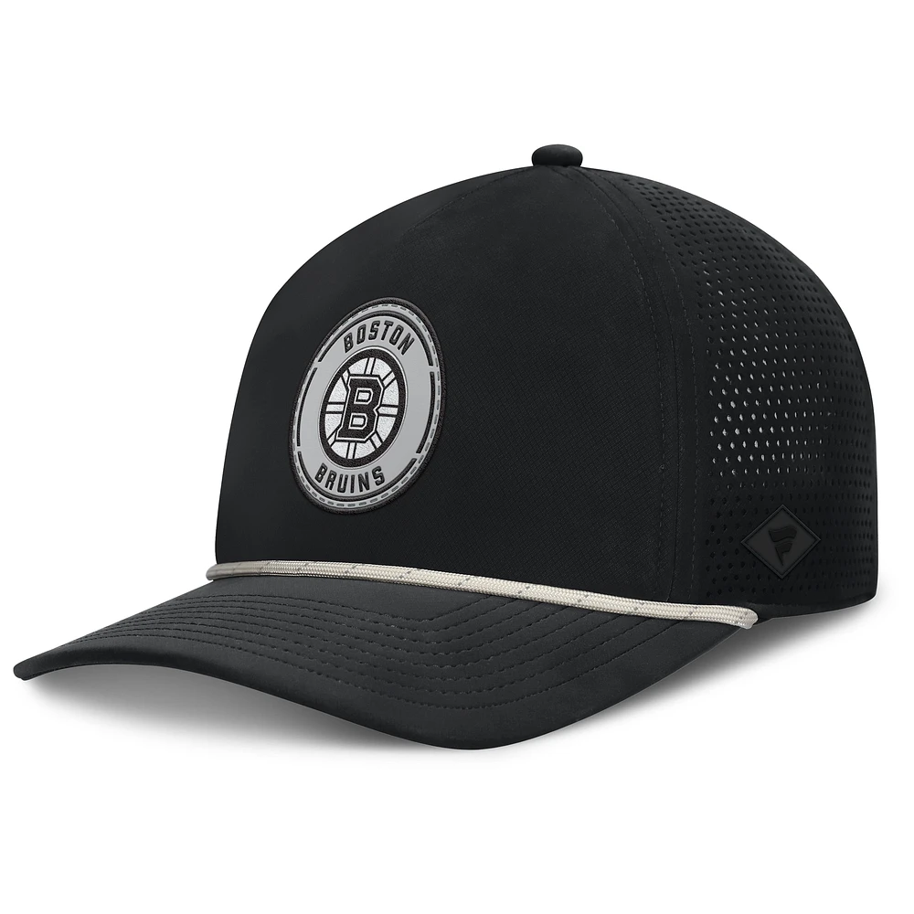 Casquette ajustable en A pour homme Fanatics Black Boston Bruins Front Office Performance