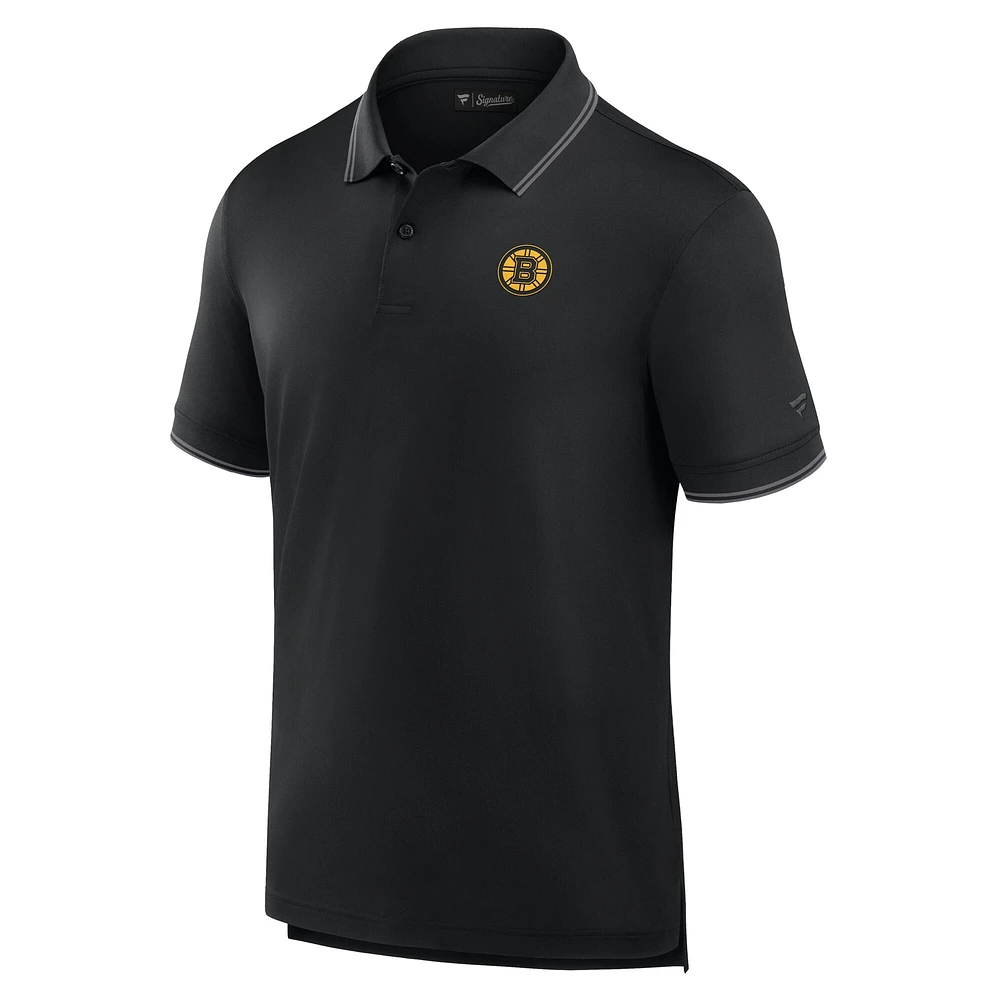 Men's Fanatics Black Boston Bruins Front Office Polo