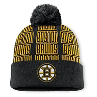 Men's Fanatics Black Boston Bruins Fundamental Empty Net Cuffed Knit Hat with Pom