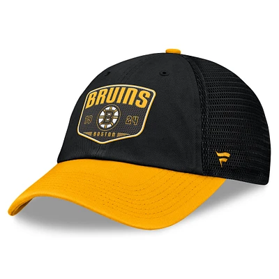 Casquette ajustable à usage unique Fundamental Trucker noire des Bruins de Boston Fanatics pour hommes