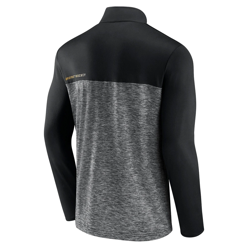 Men's Fanatics Black Boston Bruins Iconic Defender Quarter-Zip Jacket