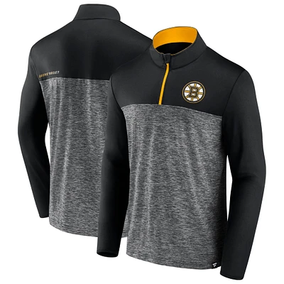Men's Fanatics Black Boston Bruins Iconic Defender Quarter-Zip Jacket