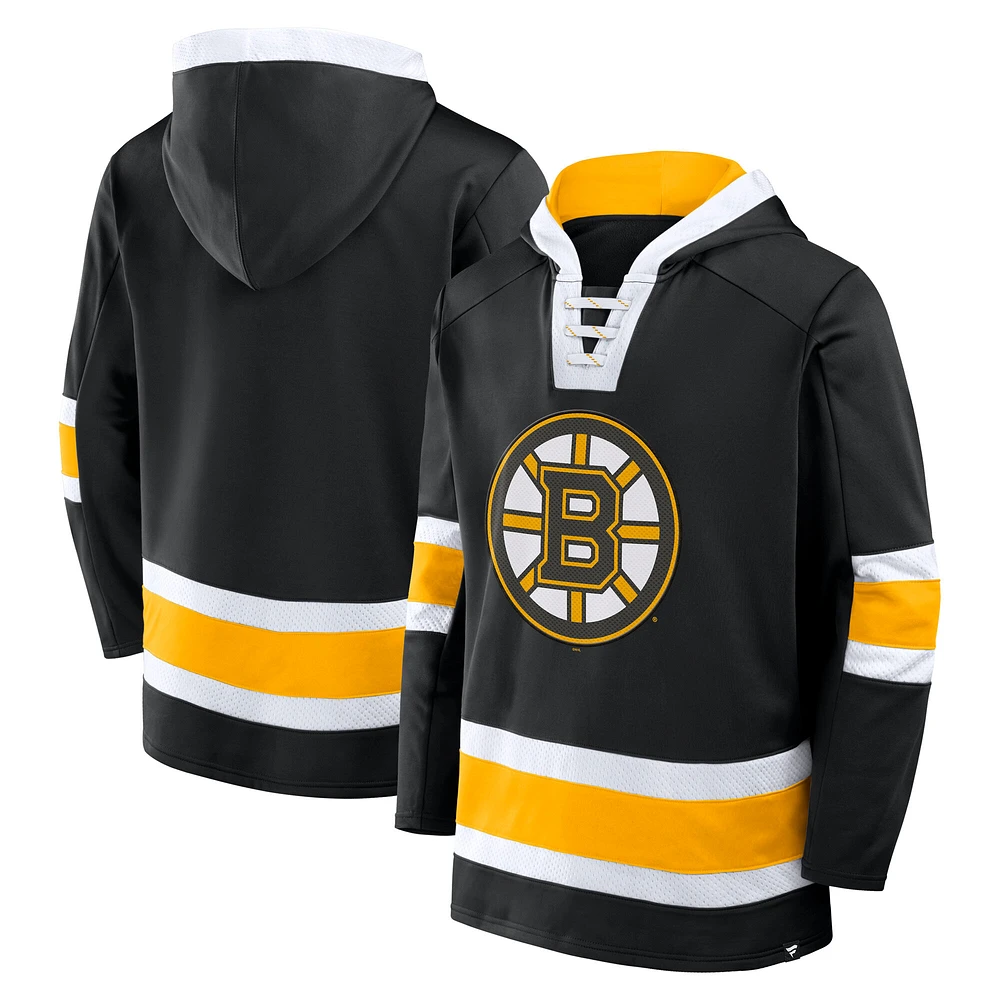 Sweat à capuche en polaire noir Boston Bruins Inside Line Fanatics pour hommes