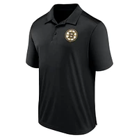 Men's Fanatics  Black Boston Bruins Left Side Block Polo