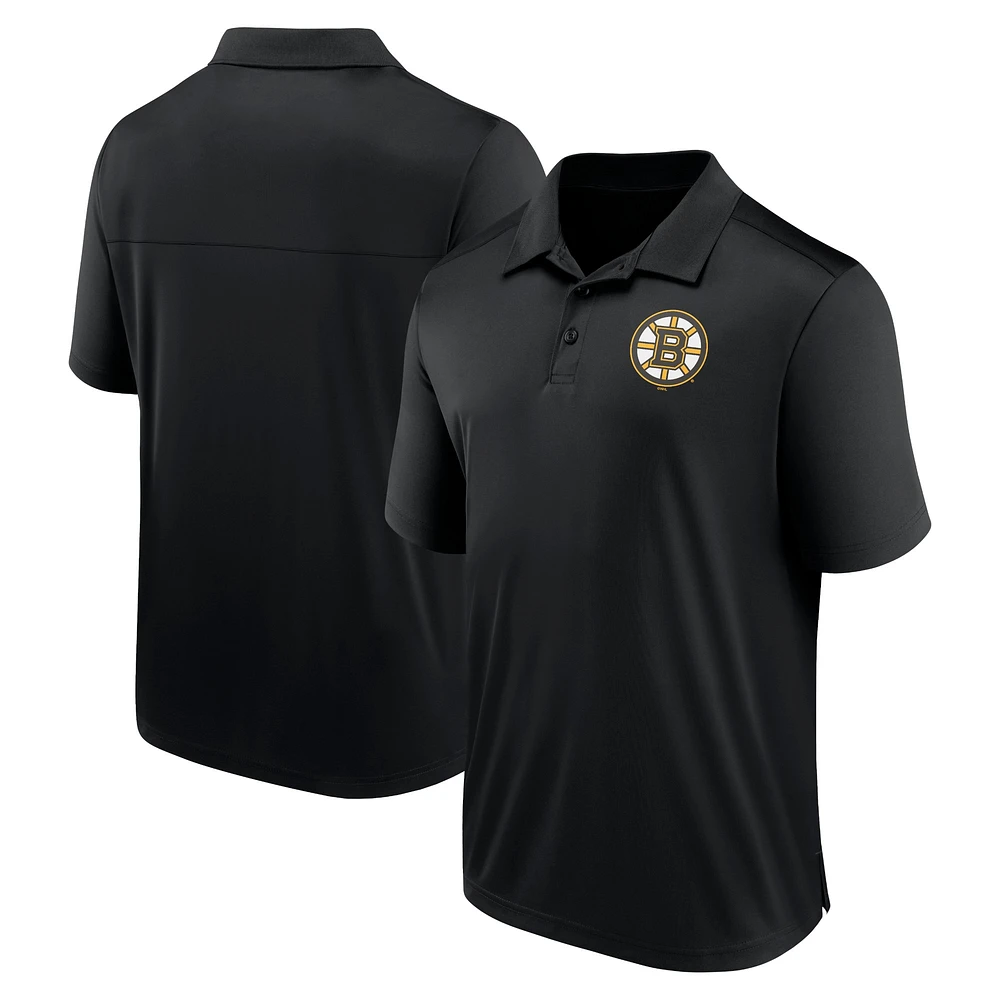 Men's Fanatics  Black Boston Bruins Left Side Block Polo