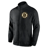 Men's Fanatics Black Boston Bruins Step Up Crinkle Raglan Full-Zip Windbreaker Jacket