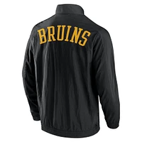 Veste coupe-vent entièrement zippée Fanatics pour hommes, noire, Boston Bruins, Step Up Crinkle Raglan