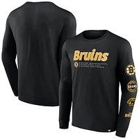 T-shirt noir à manches longues Fanatics pour hommes des Bruins de Boston Strike the Goal