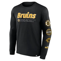 Men's Fanatics Black Boston Bruins Strike the Goal Long Sleeve T-Shirt