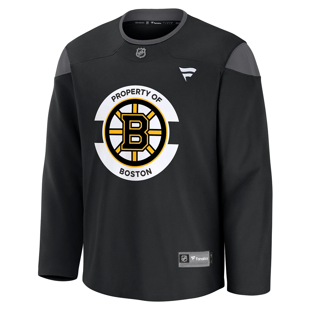 Maillot d'entraînement de l'équipe des Bruins Boston Fanatics pour hommes, noir