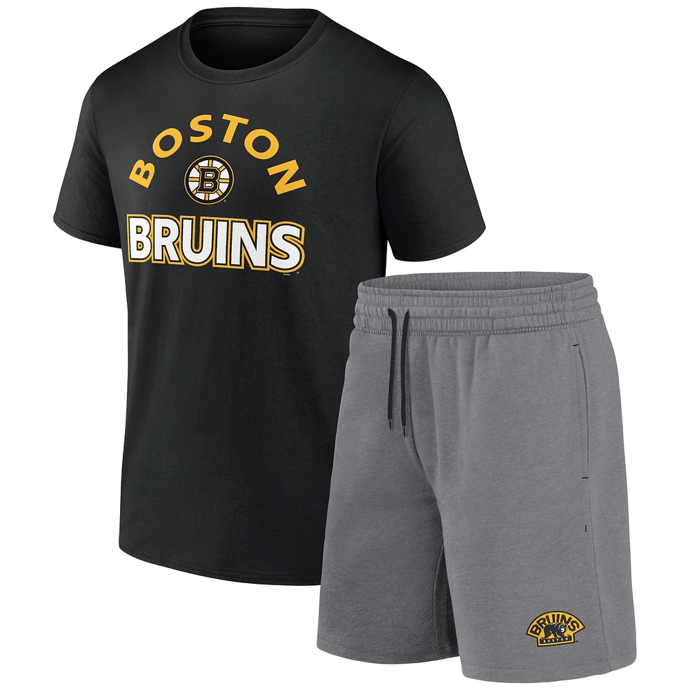 Pack combiné de t-shirts et shorts Humble Fanatics pour hommes des Bruins Boston