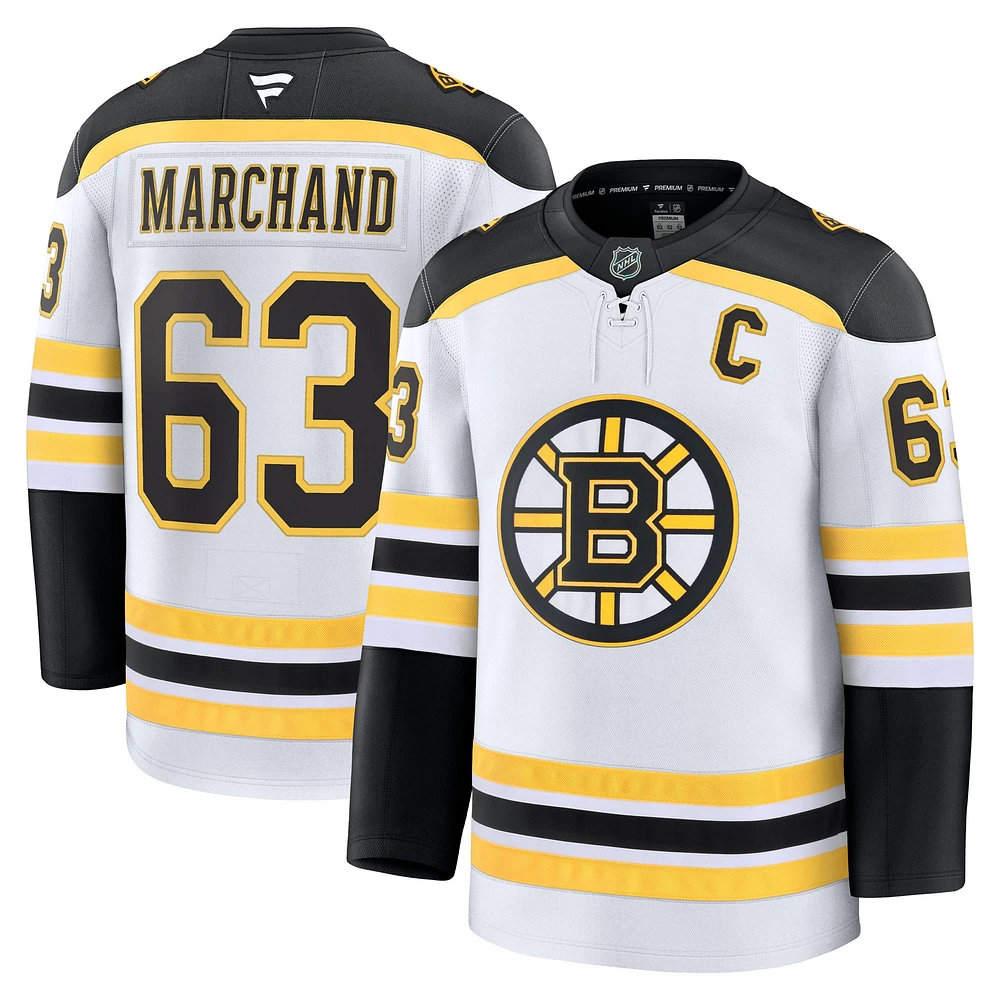 Maillot extérieur Premium blanc des Bruins de Boston Fanatics Brad Marchand pour hommes