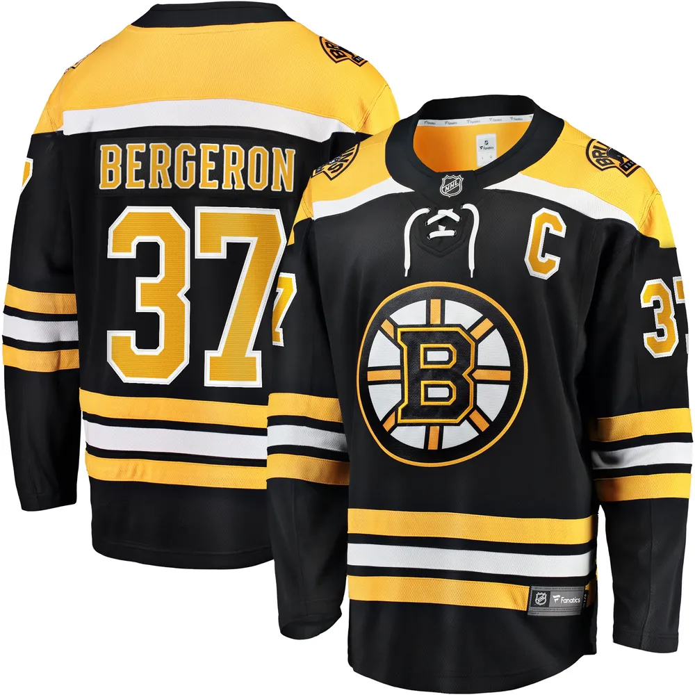 Boston Bruins No37 Patrice Bergeron Cream Sawyer Hooded Sweatshirt Stitched Jersey