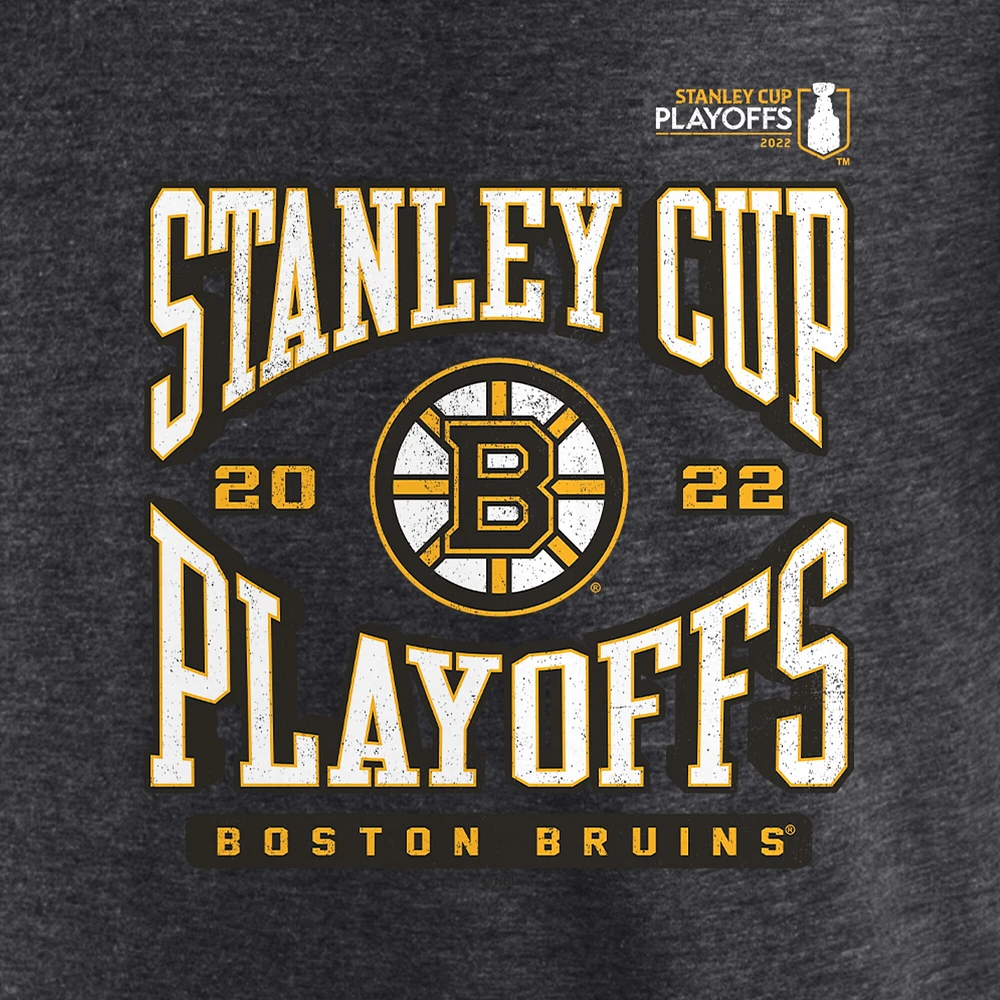 T-shirt enveloppant des séries éliminatoires de la Coupe Stanley 2022 Bruins Boston Fanatics Charcoal pour hommes