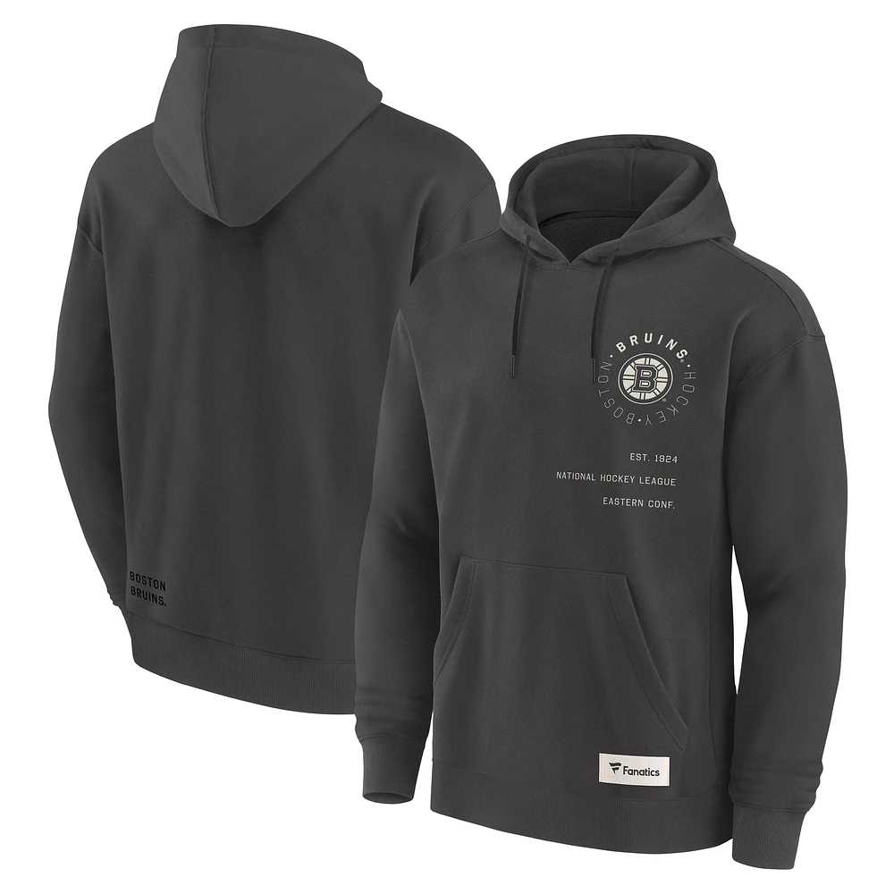 Men's Fanatics Charcoal Boston Bruins Future Ground Info Pullover Hoodie