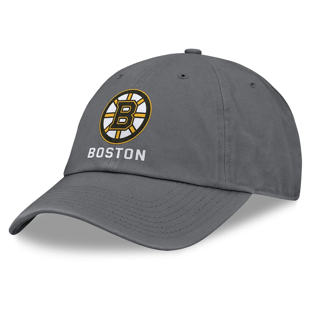 Casquette ajustable délavée Fanatics pour hommes Boston Bruins anthracite