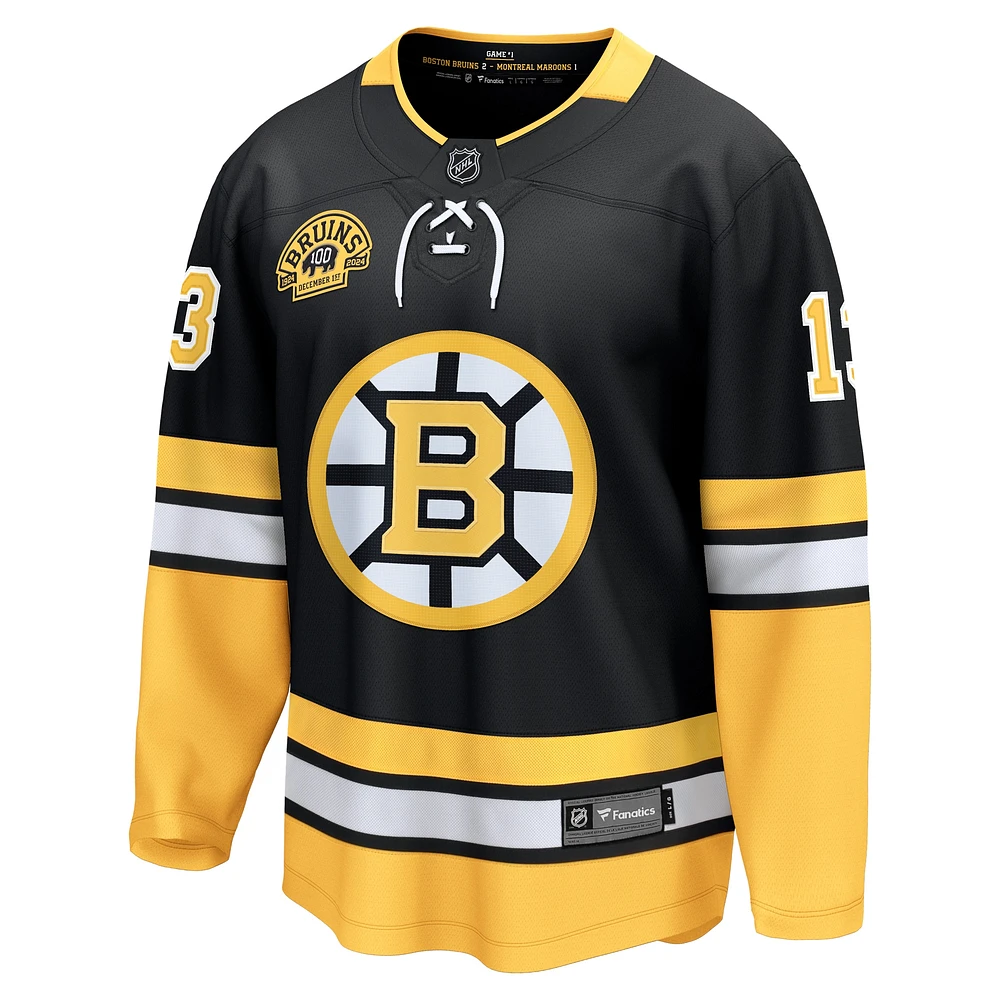 Maillot de joueur première division Charlie Coyle Fanatics pour hommes, noir, 100e anniversaire des Bruins Boston