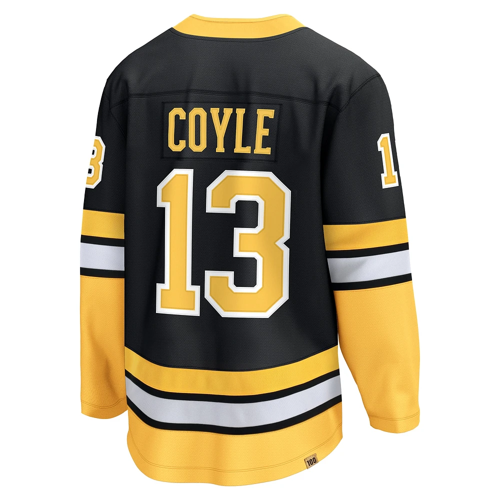 Maillot de joueur première division Charlie Coyle Fanatics pour hommes, noir, 100e anniversaire des Bruins Boston