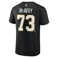 Men's Fanatics Charlie McAvoy Black Boston Bruins Authentic Stack Name & Number T-Shirt