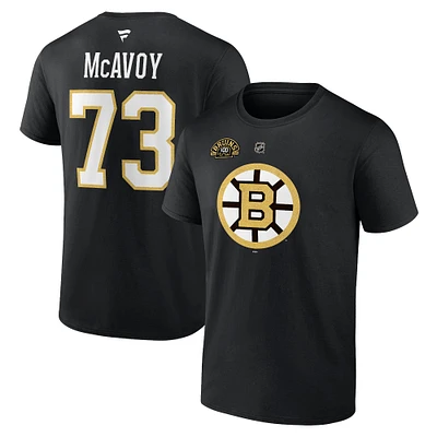 T-shirt authentique avec nom et numéro de pile des Bruins Boston Fanatics Charlie McAvoy pour hommes