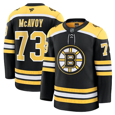 Maillot à domicile Premium Charlie McAvoy noir des Bruins de Boston Fanatics pour hommes